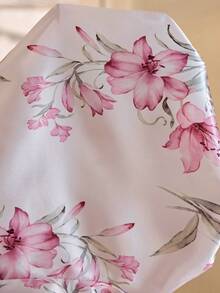 LuxeNights 仿丝绸花卉印花翻领短袖睡衣套装 - 白色 - 查看 7
