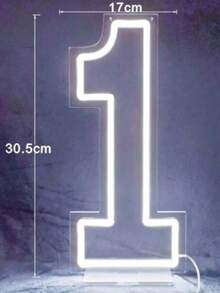 1 Paquete de Señal de Número de Luz de Neón LED, Dígito Único Blanco 0-9, Decoración de Pared Alimentada por USB, Adecuada para Cumpleaños, Aniversario, Hogar, Bar, Club, Regalo de Boda - Blanco - Ver 12