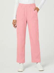 TaskEZ Pantalones de pijama de unicolor y transpirables con bolsillo - Rosa - Ver 3