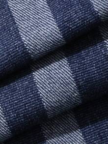 DAZY Quần yếm denim kẻ sọc dáng suông thường ngày dành cho nữ - Màu xanh ngọc - Xem 3