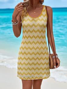 Sylviya Đầm dệt kim Jacquard dáng thường ngày dành cho nữ, thích hợp cho kỳ nghỉ hè. - Nhiều màu - Xem 4
