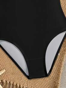 SHEIN Bộ đồ bơi liền thân in chữ dành cho bé gái tuổi teen, thích hợp cho kỳ nghỉ biển, tiệc bể bơi, tiệc bãi biển. - trắng - Xem 6