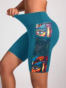 Easithlete Easithlete Digital Print Yoga Leggings With Pockets - Teal Blue - View 5