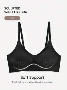 Bralution Leisure Women's Seamless Solid Color Simple Bra - Black - View 9
