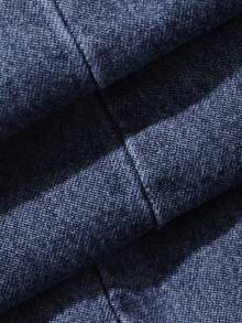 Livesso Vestido de mezclilla para mujer con cuello en V, mangas de pétalos y cintura ceñida - Azul lavado medio - Ver 8