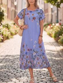 EMERY ROSE Đầm đi nghỉ mát in hoa dành cho phụ nữ trung niên và cao tuổi - Nhiều màu - Xem 1