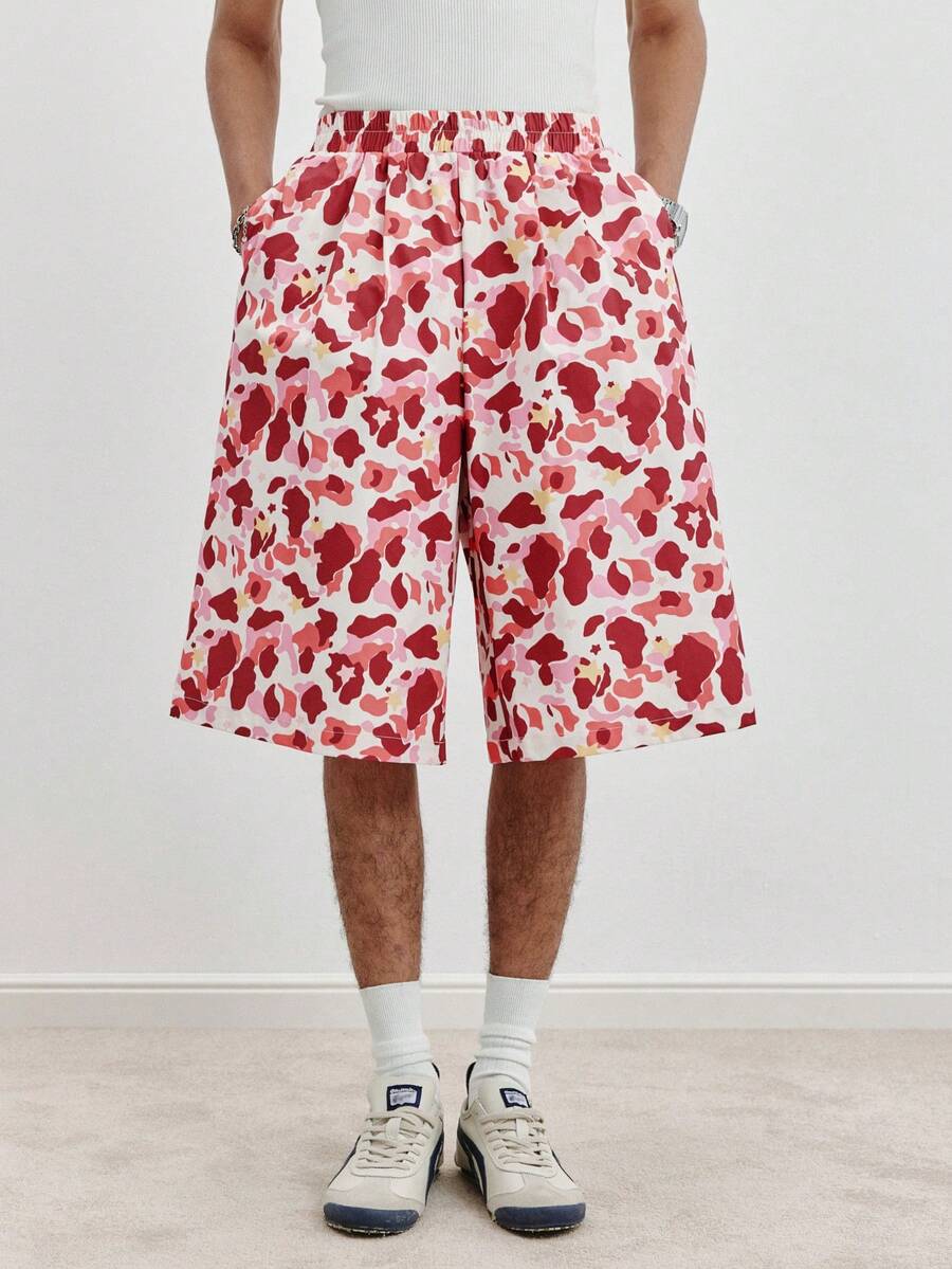 TOKVUE Men's All-Over Print Casual Versatile Daily Wear Shorts - Pink - View 1