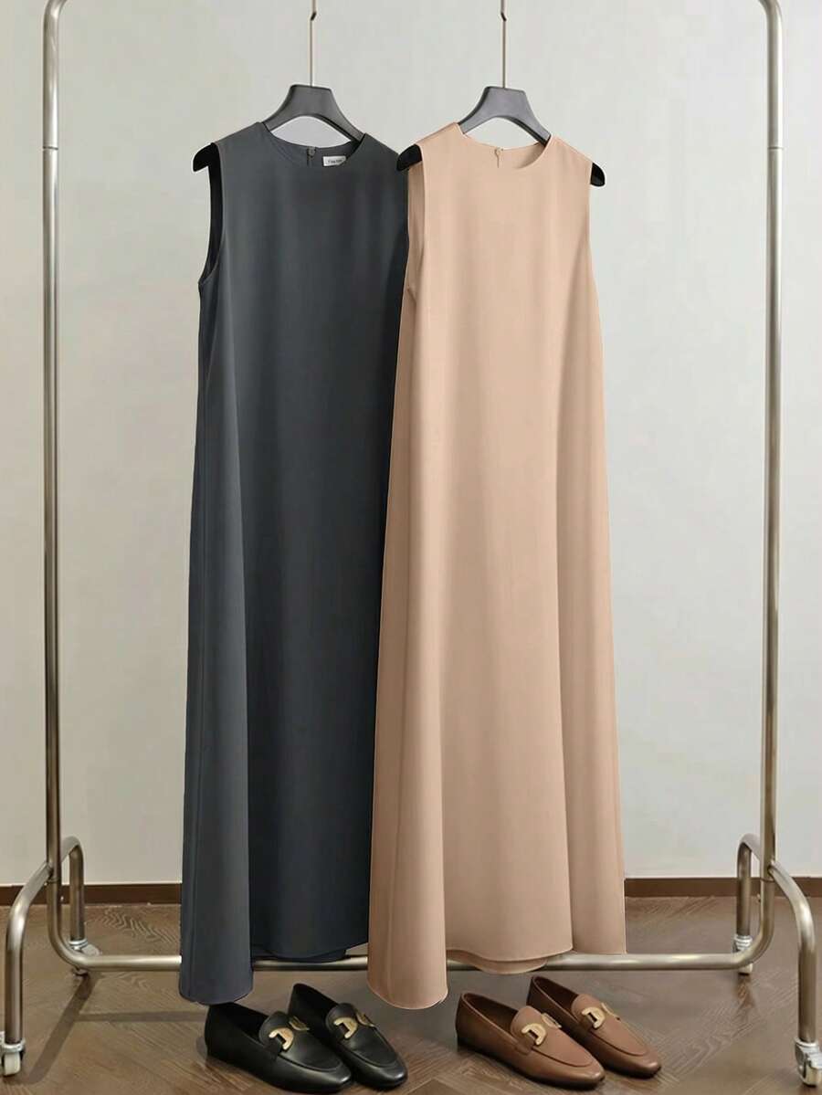Al Najma Vestido sin mangas de unicolor con estilo árabe para mujer - Multicolor - Ver 1