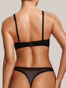 2pcs Women's Minimalist Comfortable Wire-Free Bra Set - Black - View 2