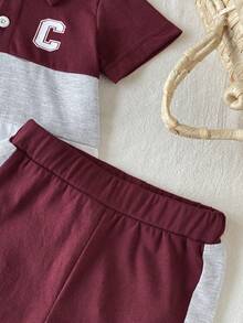 SHEIN Conjunto de bebé con polo de manga corta y bloques de color - Multicolor - Ver 6