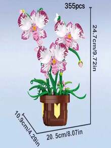 Orchid Potted Flower Building Block Model Puzzle Set, Home Decor, Stress Relief, Enjoy Peaceful Assembly Time, Holiday/Birthday Gift, Suitable For Gifting - Multicolor - View 13