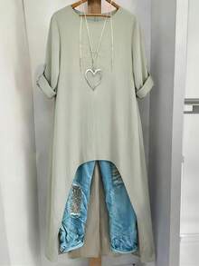 SHEIN Franclia Áo sơ mi dài tay tối giản, phong cách thường ngày dành cho nữ, thích hợp cho kỳ nghỉ, mùa xuân/hè. - Màu xanh chanh - Xem 1
