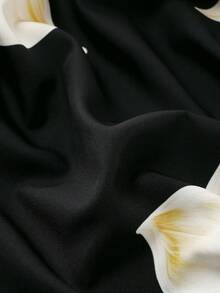 SHEIN Franclia 优雅女士碎花无袖连衣裙（不规则印花） - 黑色 - 查看 6
