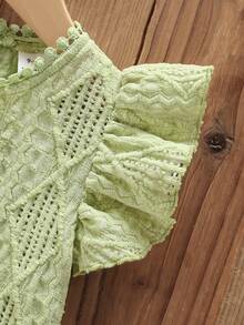 SHEIN Áo kiểu retro thời trang thoải mái cho bé gái mùa xuân/hè, chất liệu mềm mại, thiết kế thanh lịch và thoải mái, phù hợp cho các hoạt động trong nhà hoặc ngoài trời. - màu xanh lá - Xem 6