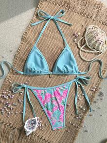 Swim Mod 2026 Spring/Summer Seashell Print Bikini Set, Ins Style Fresh & Minimalist, Flattering Two Pieces Swimwear For Beach Vacation - Multicolor - View 7