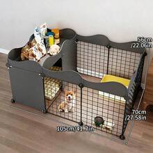 小型犬围栏，室内家用，适用于单间单卫生间，宠物隔离栏，带厕所区域的犬舍，防逃脱犬笼 - 彩色 - 查看 11