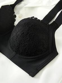 Bralution 1pc Women's Adjustable Seamless Wireless Bra, Comfy & Soft With Wide Strap For Shaping & Support Lingerie - Black - View 10