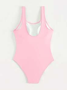 Swim Vcay Maillot de bain une pièce de couleur unie pour femmes, convient pour les vacances à la plage, les fêtes de piscine, les fêtes de plage - Rose bonbon - Voir 2