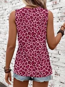 SHEIN LUNE Women's Leopard Print Round Neck Casual Tank Top - Multicolor - View 2