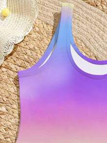 Colorful Capybara Printed Cute Style Young Girls One-Piece Swimsuit, Suitable For Summer Beach, Vacation, Swimming Pool, Party - Multicolor - View 4