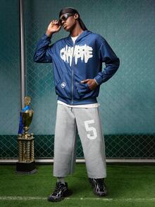 EVRINFINITE Chaqueta casual con capucha y cremallera versátil para hombres - azul real - Ver 7