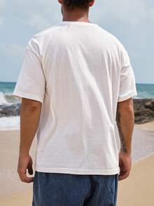 DAZY Men's Short Sleeve T-Shirt With Yacht & Letter Print - White - View 2