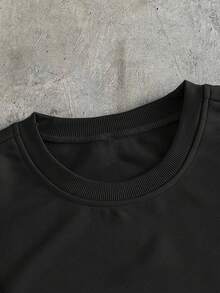 EASEVO Plus Size Men's Casual Comfortable Stylish Patchwork Black T-Shirt, Vacation, Father's Day Gifts - Black - View 3