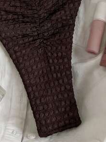 Elavelle Bộ bikini hai mảnh buộc cổ bằng vải jacquard đính hạt dành cho nữ, thích hợp cho mùa xuân/hè. - màu nâu - Xem 6