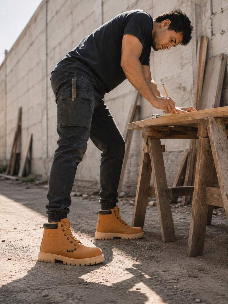 Bota De Trabajo Pleg Working De Piel Antiderrapante Suela De Hule - Camel - Añade 4