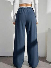 SHEIN Tall Women's Casual Versatile Loose Fit Pants - Blue - View 2