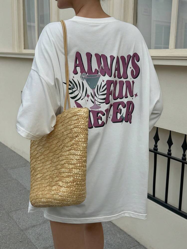 Women's Summer Round Neck Loose Fit Graphic Print Casual T-Shirt Vacation Outfits Women
