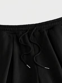 AXEPEAK Quần short nam kiểu dáng thường ngày, họa tiết hình học, có dây rút. - màu đen - Xem 5