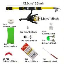 1.8m Telescopic Fishing Rod With Bait Thrower, Rigid FRP Material, Portable Carp Spinning Fishing Rod, Includes Spinning Reel, Fishing Bait, Hooks, Fishing Rod Kit - Multicolor - View 8
