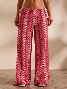 Opulessa Women's Vacation Casual Striped Cover-Up & Pants Set - Multicolor - View 1