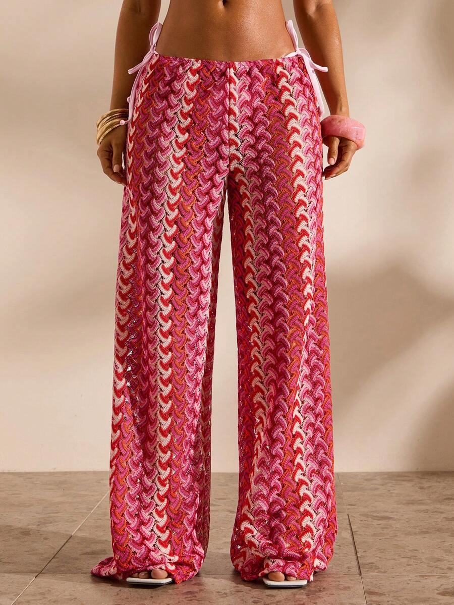 Opulessa Women's Vacation Casual Striped Cover-Up & Pants Set - Multicolor - View 1