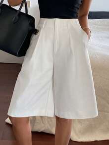 DAZY Women's Loose Straight Leg Knee-Length Shorts, Casual & Formal, Suitable For Summer Vacation - White - View 6