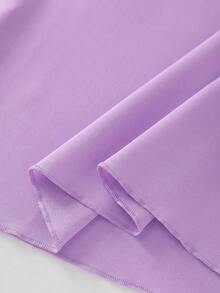 Qadelle Đầm nữ màu trơn cổ tròn eo dáng chữ A chất liệu chiffon phối họa tiết tay loe, thanh lịch, thích hợp đi nghỉ mát, đi làm, dự tiệc, ngày Valentine, phong cách Pháp cổ điển, đa năng, dự tiệc đầu xuân/hè, tay loe ngắn, màu xanh nhạt, dáng dài ngang gối. - Màu tím - Xem 8