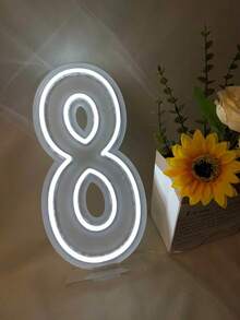 1 Paquete de Señal de Número de Luz de Neón LED, Dígito Único Blanco 0-9, Decoración de Pared Alimentada por USB, Adecuada para Cumpleaños, Aniversario, Hogar, Bar, Club, Regalo de Boda - Blanco - Ver 13