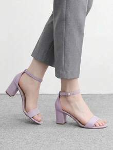CUCCOO BIZCHIC Giày sandal nữ thời trang thoải mái, mũi tròn, có khóa cài, quai ngang mắt cá chân, gót dày, đa năng, thích hợp cho mùa xuân và hè, kiểu dáng mới, thanh lịch và đơn giản, dễ phối đồ. - Màu tím - Xem 3