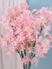 1Pc 95cm Artificial Pink Sakura Flower Plant, Flame Resistant Silk Sakura Tree Branch For DIY, Wedding Party Background Wall Decor, Indoor/Outdoor Garden, Office, Bedroom, Living Room, Vase, Tabletop, Spring Decor,Birthday Gift (Light Pink, White, Blue/Purple) - Multicolor - View 3