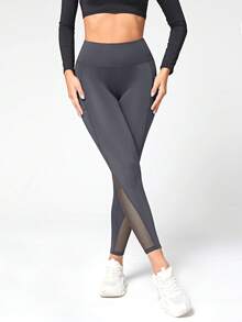Easithlete Easithlete Malla con bolsillo Leggings de yoga con parches - Gris Pedernal - Ver 4