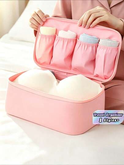 1pc 9.4inch Portable Toiletry Travel Bag, Divided Storage Bag For Underwear, Convenient And Practical, Can Be Used To Classify Clothes And Personal Items, Travel Storage,Solid Waterproof Underwear & Diapers Luggage Organizer For Travel,Holiday,Back To School Christmas For Holiday Gift Giving,Boho Vibes