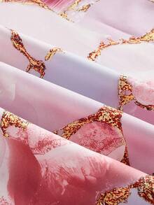 Enliva Blusa de manga de murciélago con estampado de mármol en talla grande, para el verano - Multicolor - Ver 4