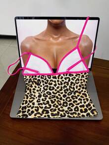 Elavelle Women's Positioning Print Spaghetti Strap Camisole Bikini Top, Spring/Summer - Multicolor - View 4