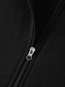 Manfinity Dauomo Sudadera con capucha con cremallera, forro térmico y cordón, sin camiseta, para otoño/invierno, de manga larga - Café integral - Ver 5