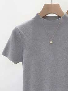 Franclia Women's Lace Patchwork Casual Versatile Daily Wear Knit Top - Grey - View 3