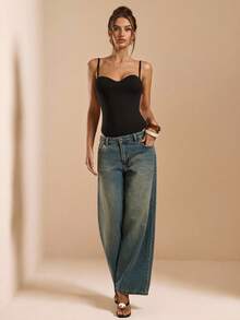 SHEIN BAE Body sin espalda negro para mujer, minimalista básico - Negro - Ver 6