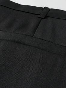 Claim Dot Men Black Pleated Slant Pocket Straight Leg Loose Fit Casual Commuter Suit Pants - Black - View 9