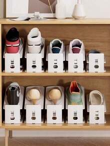 3-1 Pc Adjustable Shoe Rack, Double-Layer Integrated Shoe Rack, Plastic Shoe Storage Rack, No Installation Required, Double-Layer Shoe Rack, Adjustable Shoe Storage Artifact, Home Space-Saving Shoe Cabinet, Layered Partitions, Space-Saving Shoe Cabinet Storage Rack, Home Storage And Organization, Suitable For Sneakers, Boots, Footwear - Multicolor - View 6