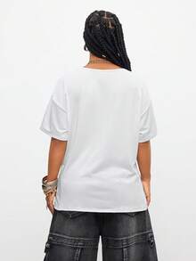 Gowayae Gowayae Élégant T-shirt décontracté de sport de rue en jacquard et dentelle, convenant pour le shopping, l'exploration de magasins, les sorties quotidiennes, les festivals de musique, les spectacles en direct, les rassemblements, la photographie, les enregistrements pour les médias sociaux, les réunions entre amis, les anniversaires, les fêtes décontractées, les défilés de mode, les événements de boutique, les expositions de mode, le fitness, les sports de rue et d'autres occasions polyvalentes - Blanc - Voir 2